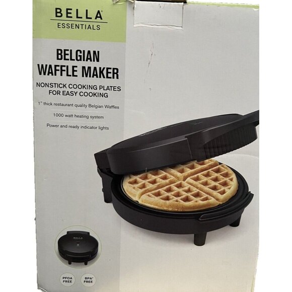 Bella Essentials Belgian Waffle Maker PBA Free Non Stick Power Ready Compact NIB - Picture 1 of 3